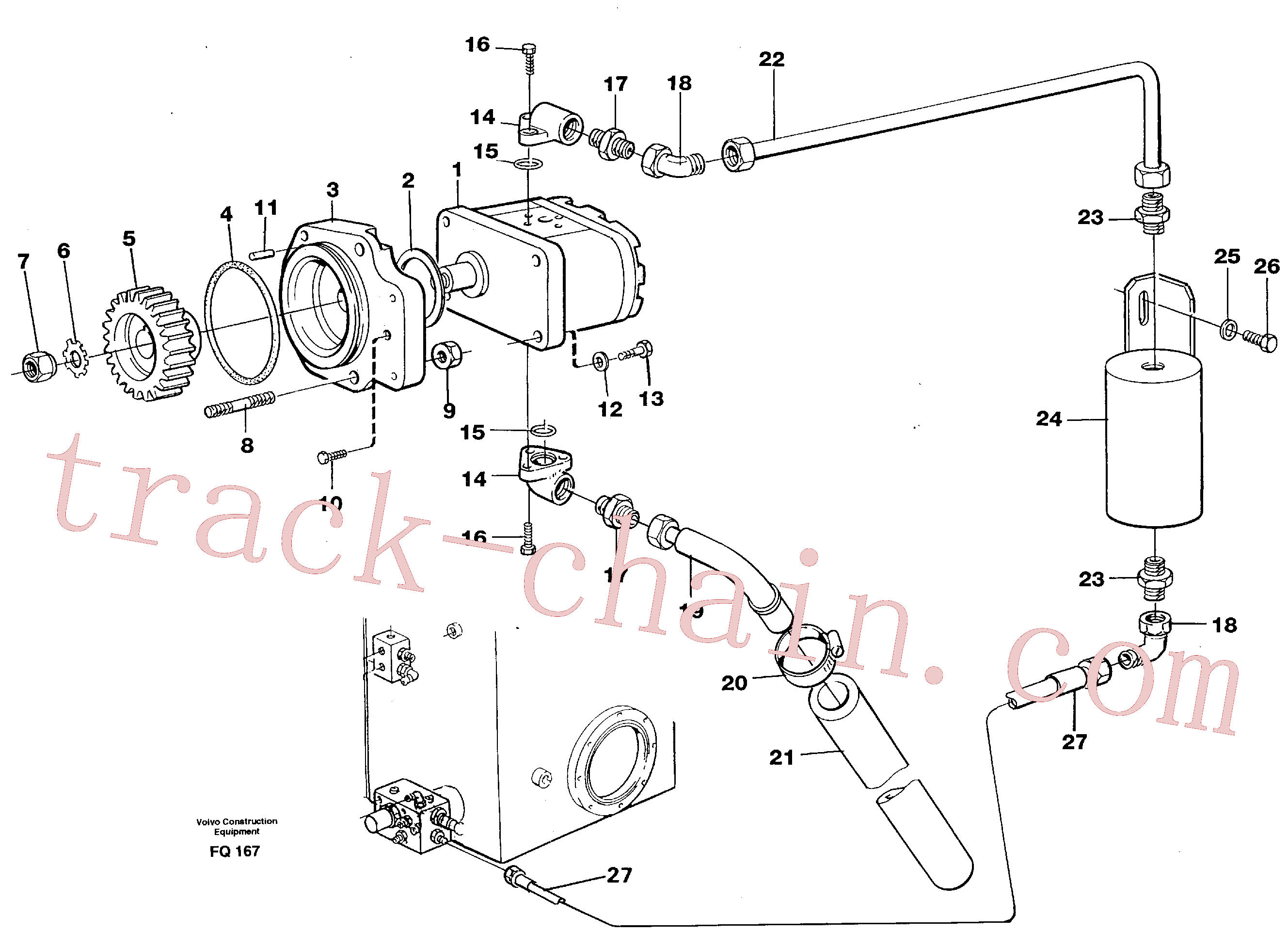 VOE14216080 for Volvo Servo pump with assembly parts(FQ167 assembly)