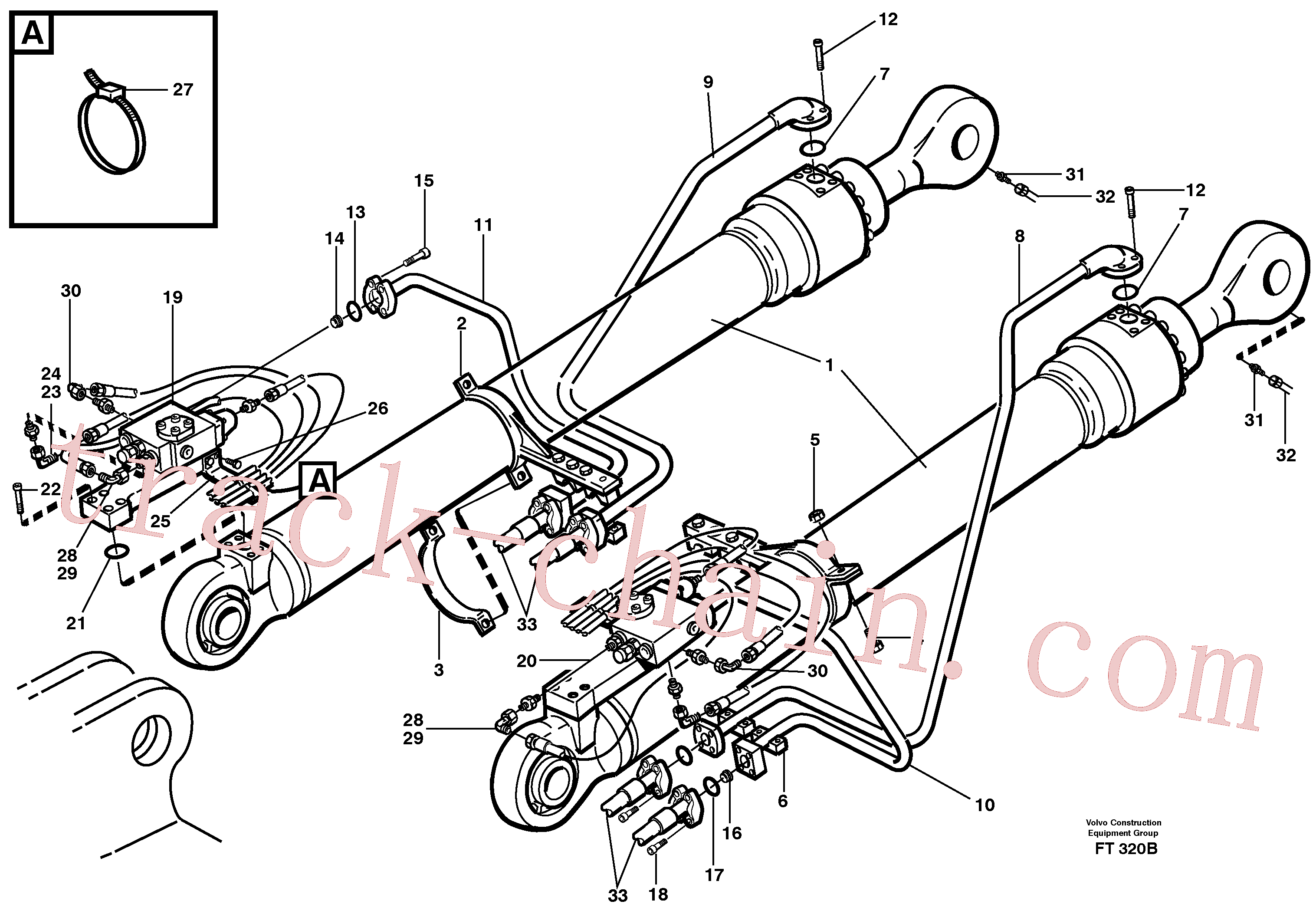 VOE14310131 for Volvo Hydraulic system, boom cylinder, backhoe boom(FT320B assembly)