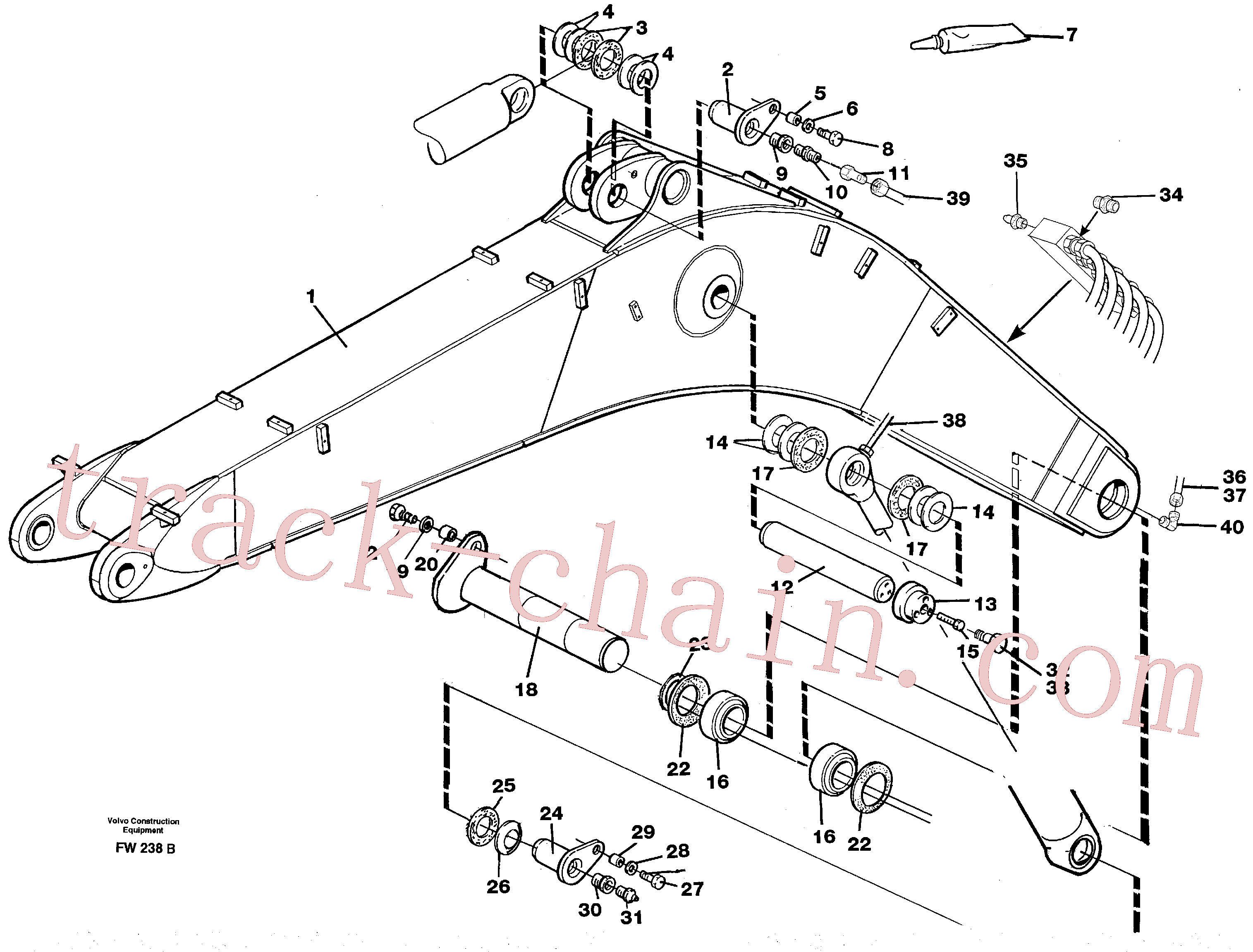 VOE14265531 for Volvo Backhoe boom incl. attachements(FW238B assembly)