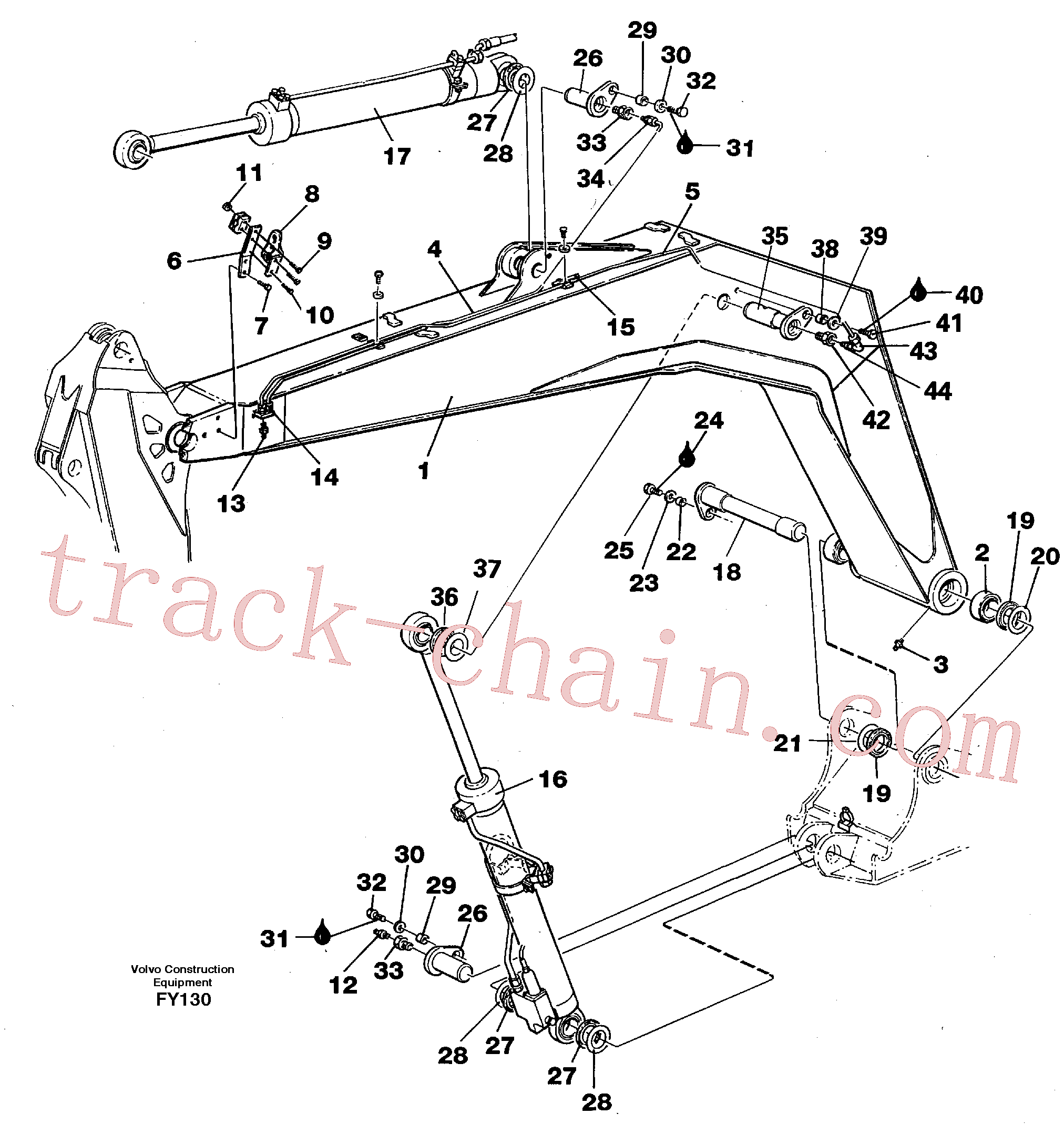 VOE6624649 for Volvo Backhoe boom 4,40m(FY130 assembly)