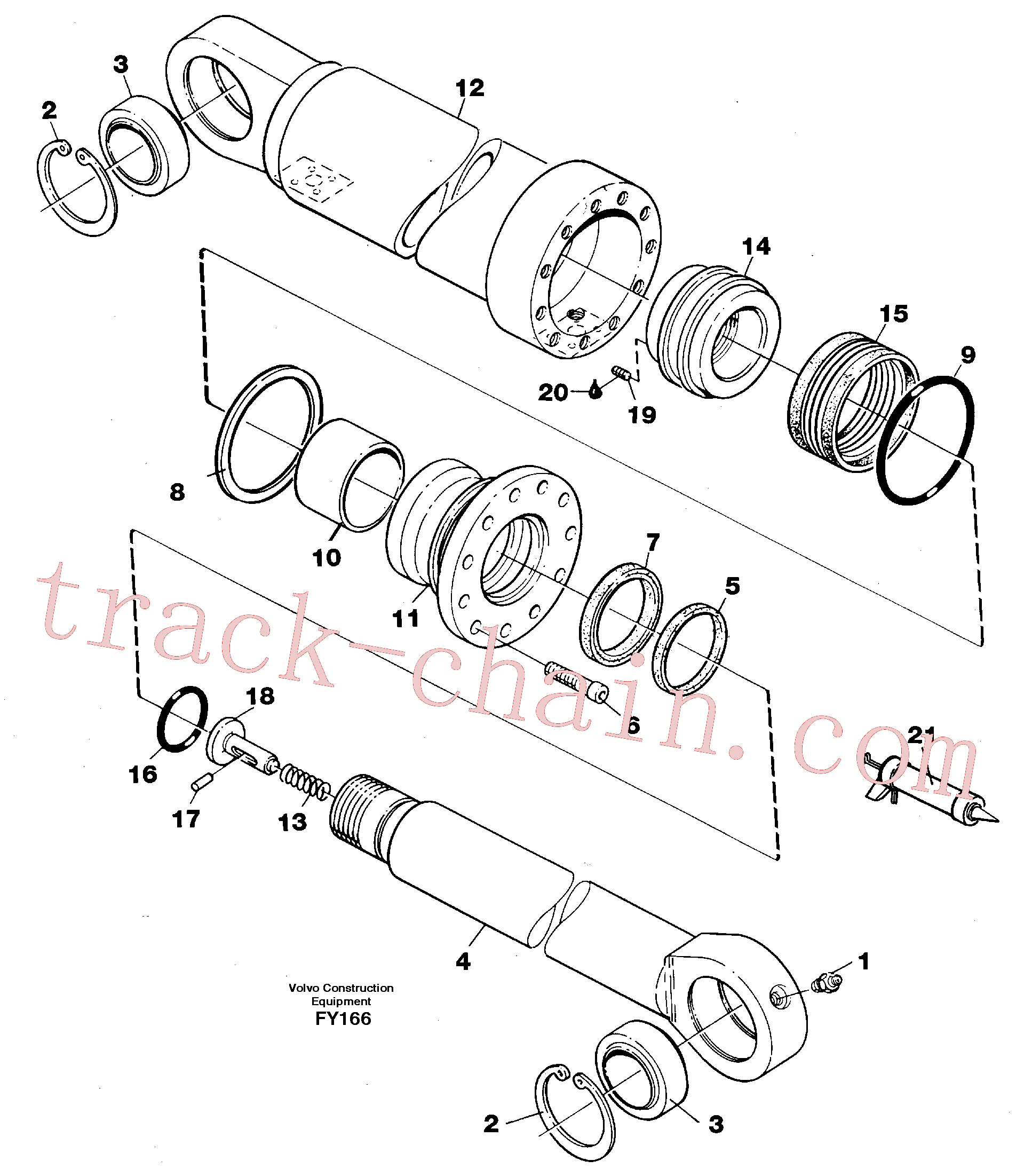 VOE14054622 for Volvo Hydraulic cylinder, stabilisor(FY166 assembly)