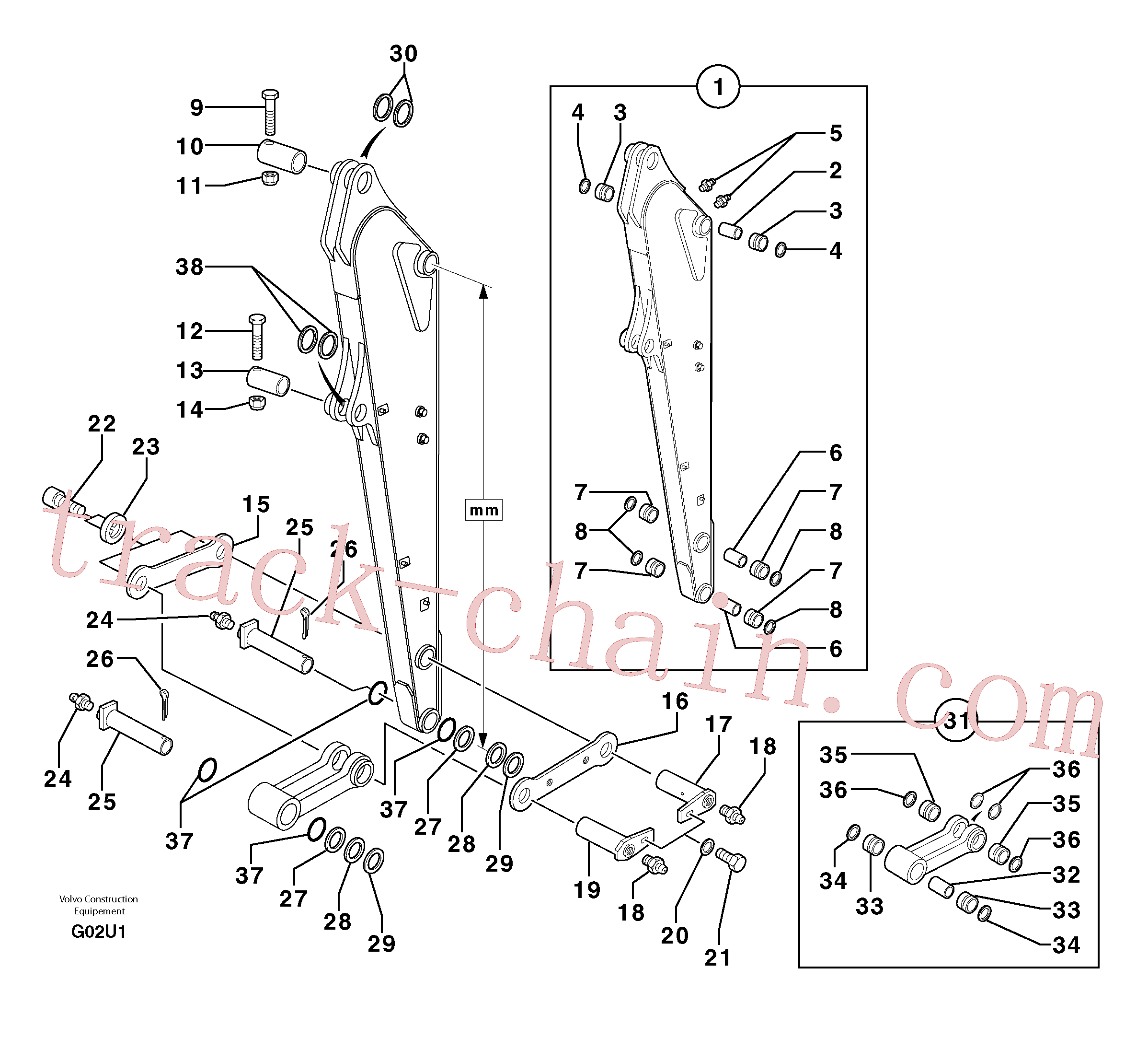 PJ5540024 for Volvo Dipper arm(G02U1 assembly)