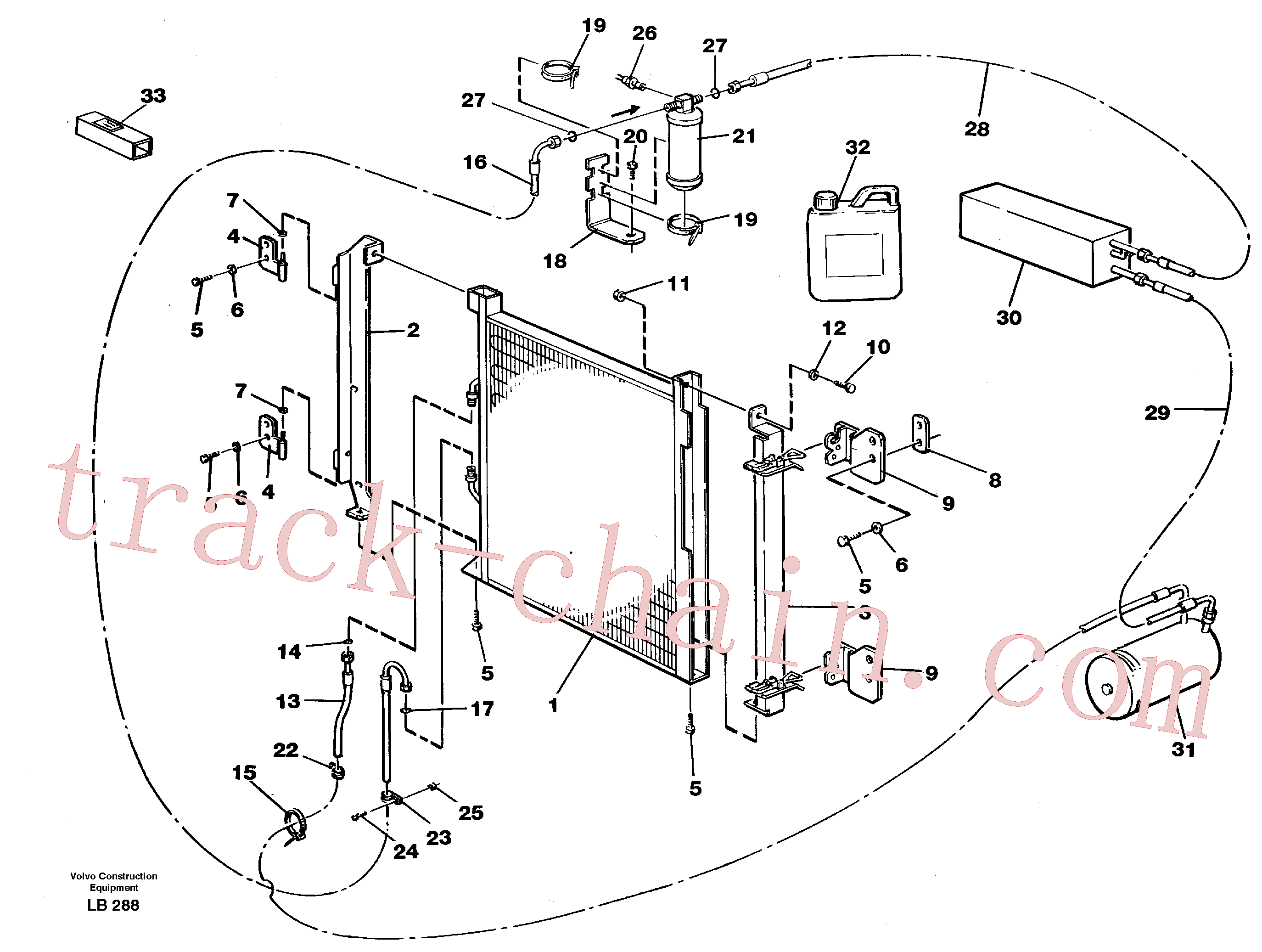 VOE14216275 for Volvo Condensor with fitting parts, cooling agent R134a(LB288 assembly)