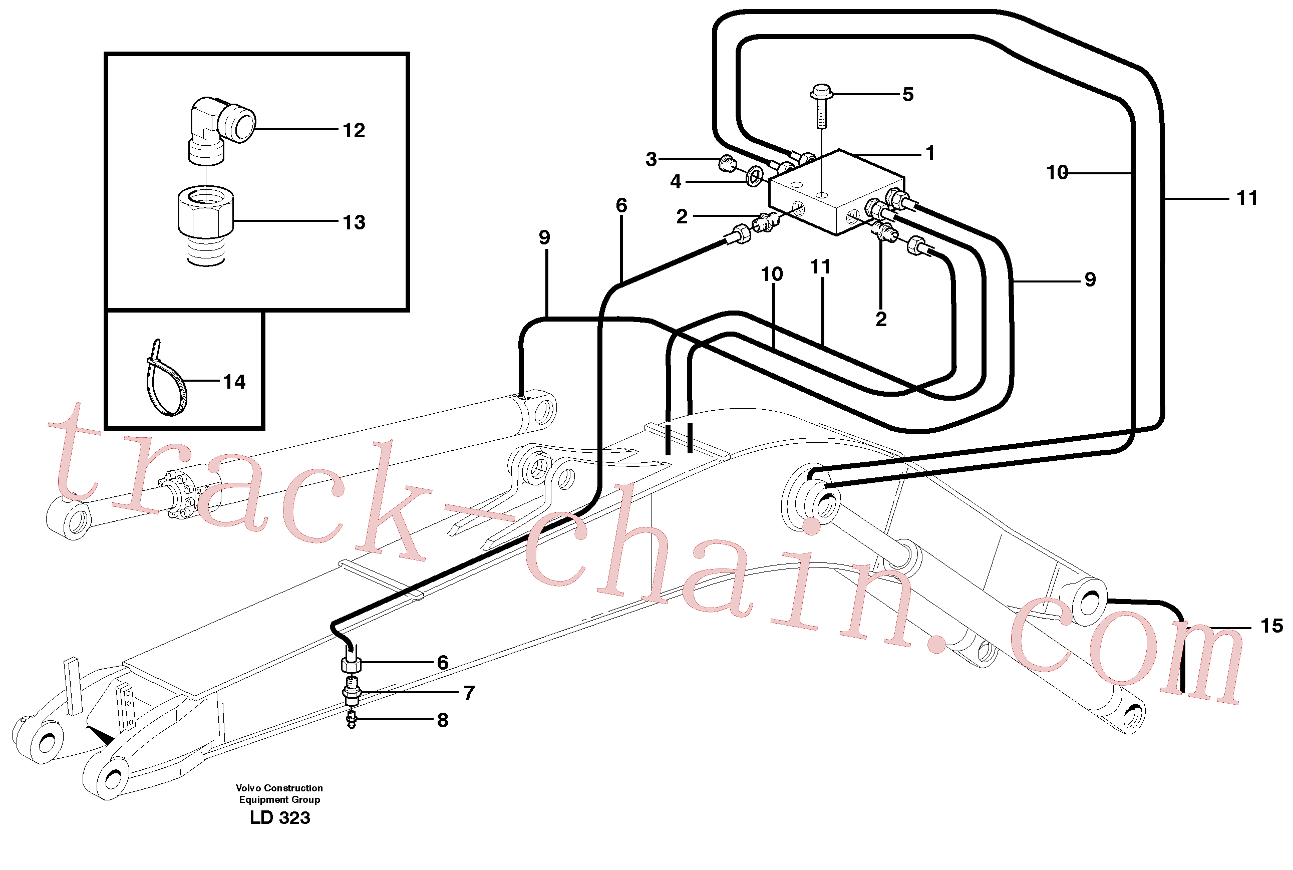 VOE14371973 for Volvo Central lubrication, mono boom(LD323 assembly)