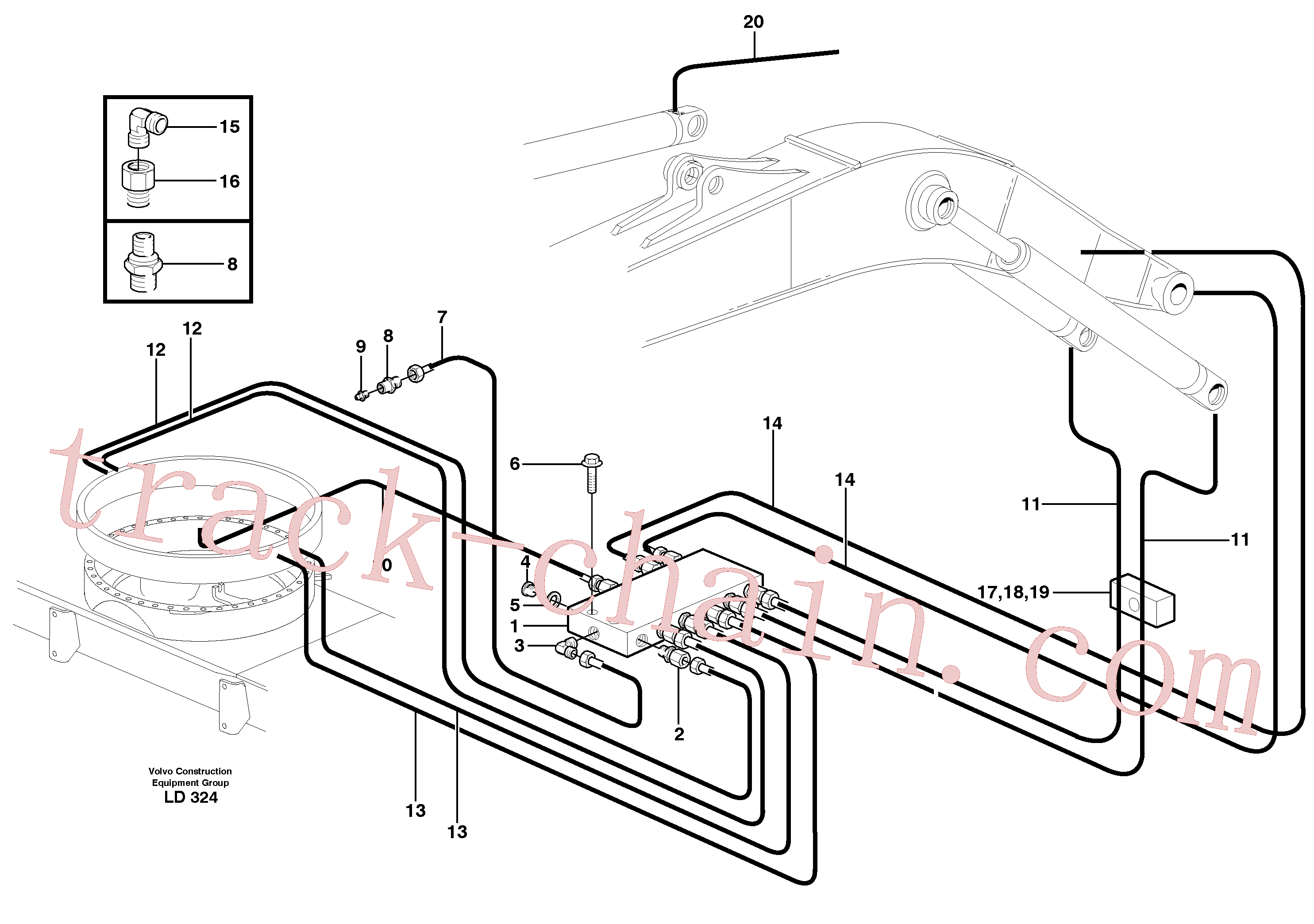 VOE14371973 for Volvo Central lubrication. slewing, mono boom(LD324 assembly)