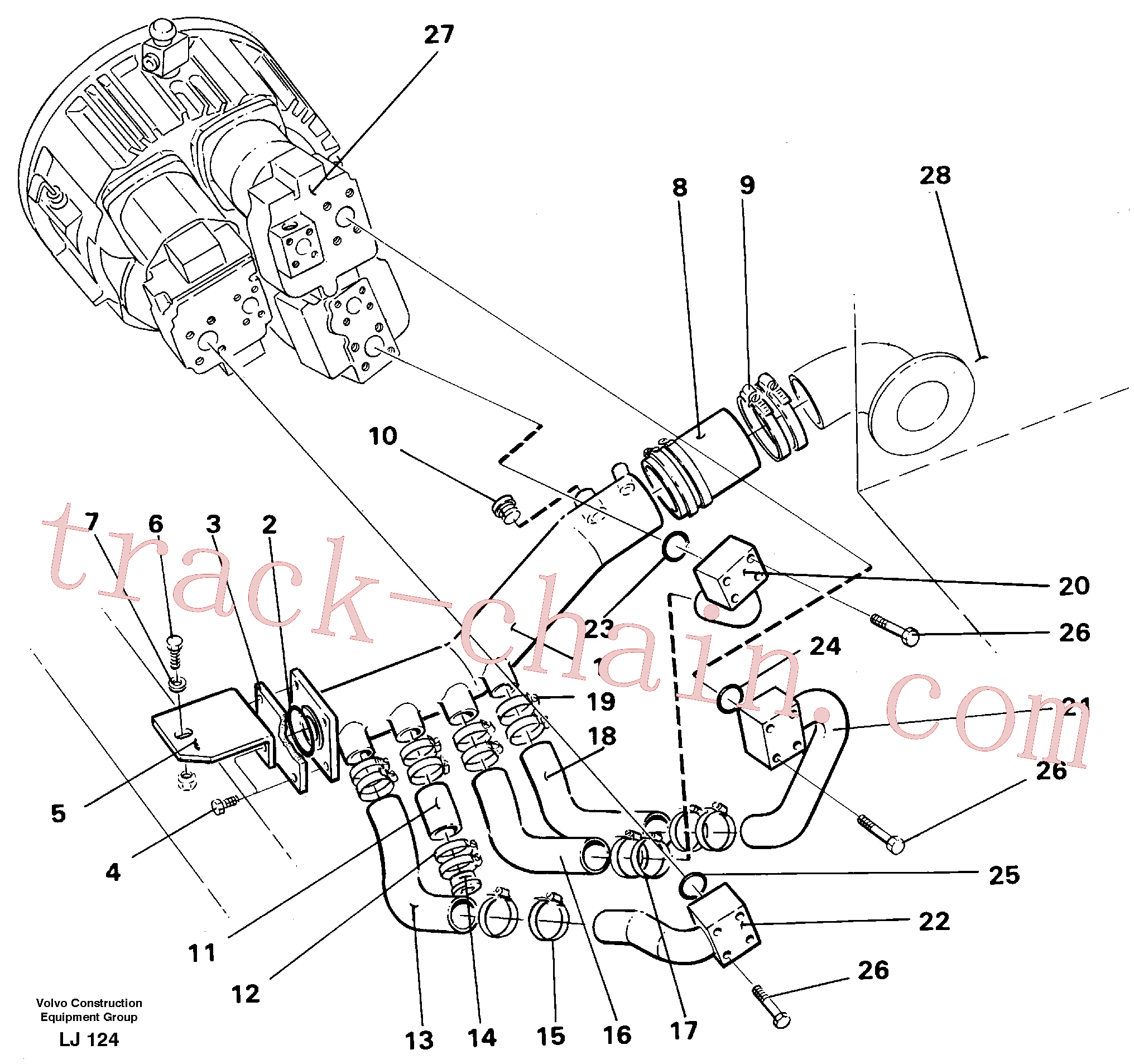 VOE14238071 for Volvo Hydraulic system suction lines(LJ124 assembly)