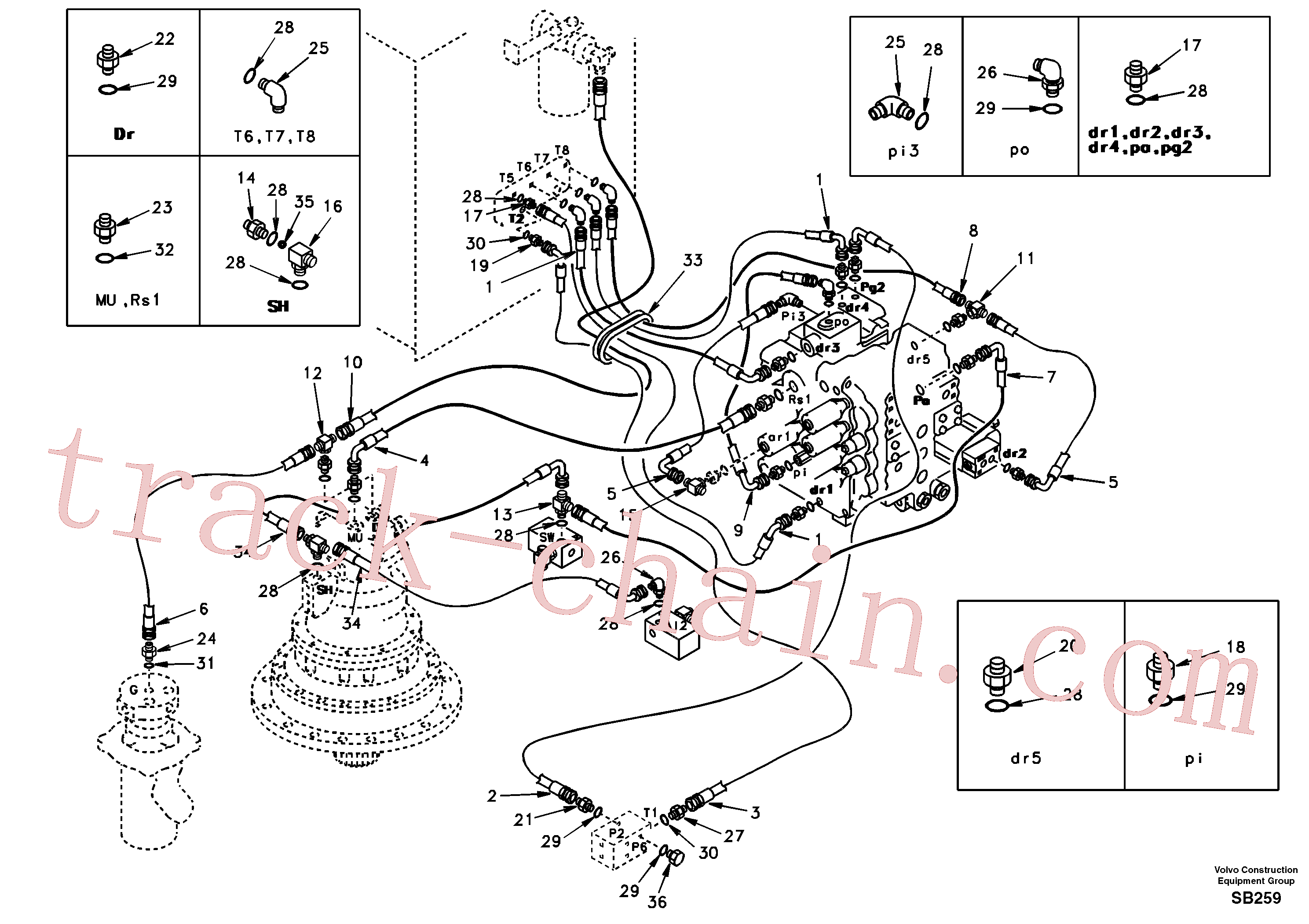 SA9451-02315 for Volvo Servo hydraulics, return line tank(SB259 assembly)