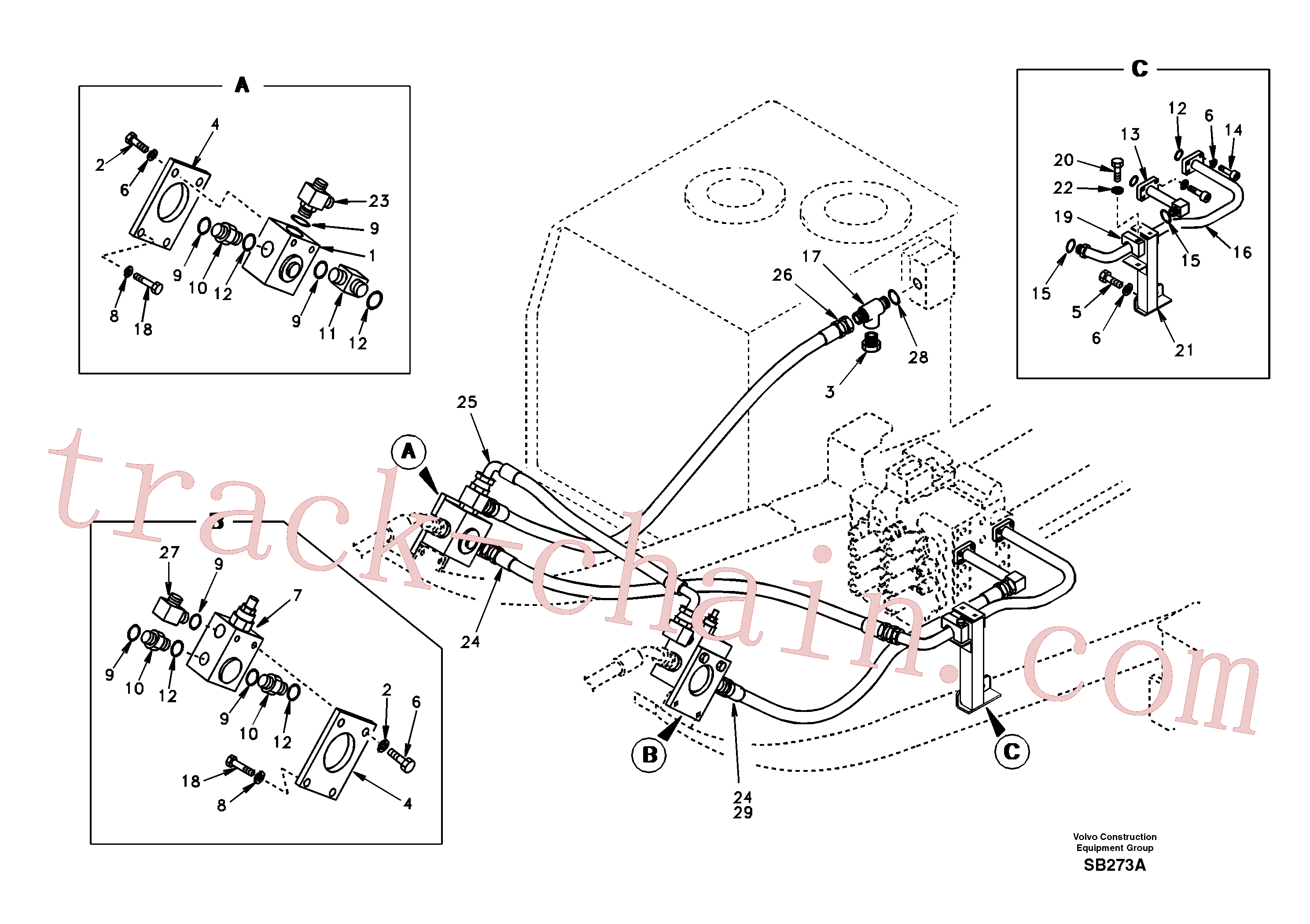 SA1074-09571 for Volvo Working hydraulic, hammer and shear for upper(SB273A assembly)