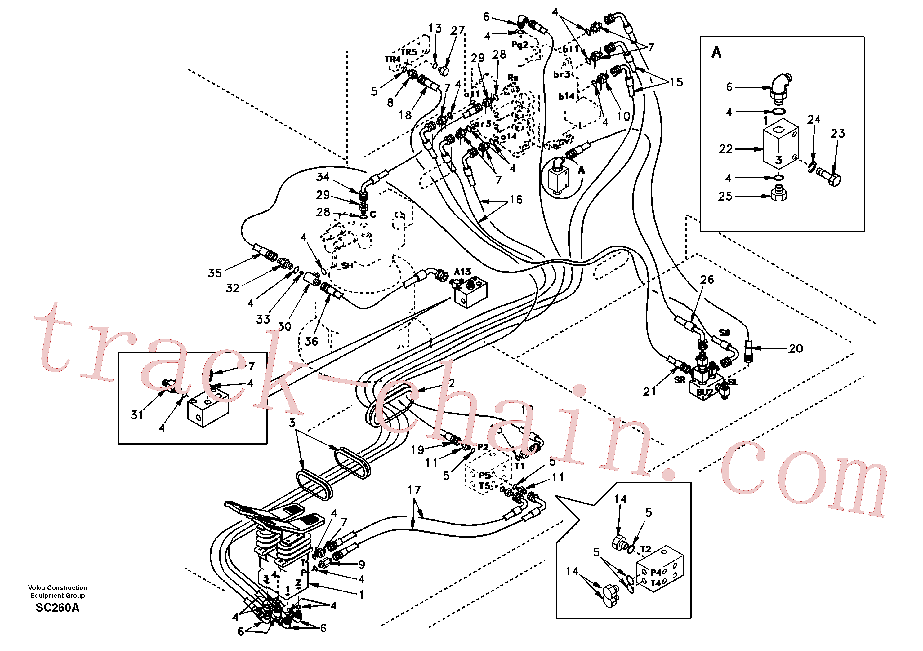 SA9453-02336 for Volvo Servo system, control valve to remote control valve pedal(SC260A assembly)