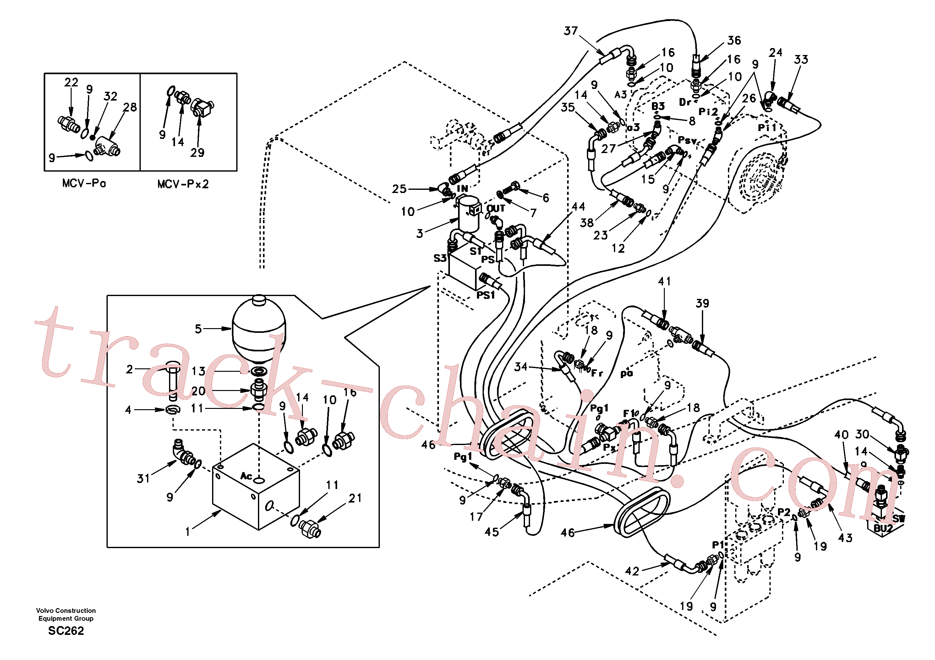 SA9453-02342 for Volvo Servo system, pump to control valve(SC262 assembly)