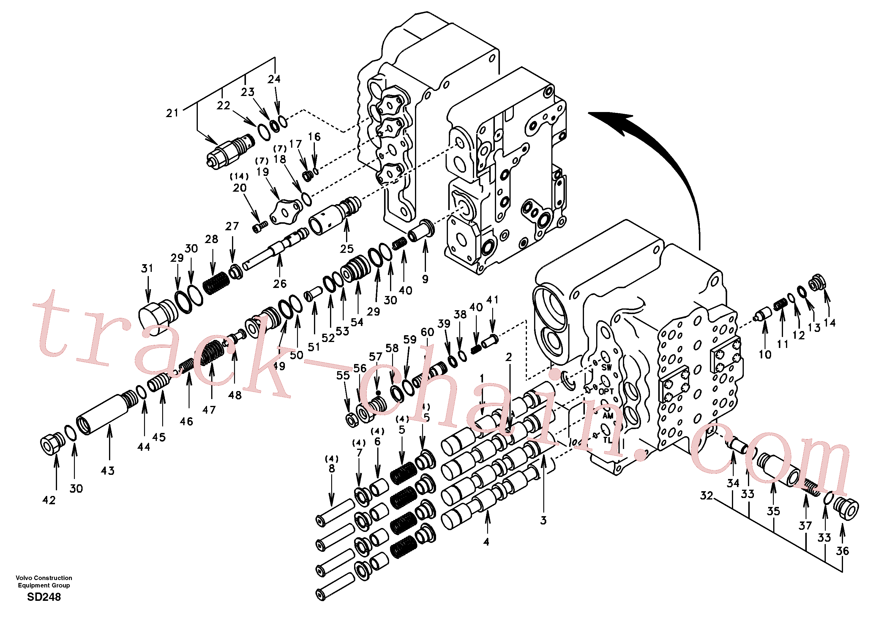 SA8230-02110 for Volvo Main control valve, swing and option and dipper arm and travel Lh(SD248 assembly)