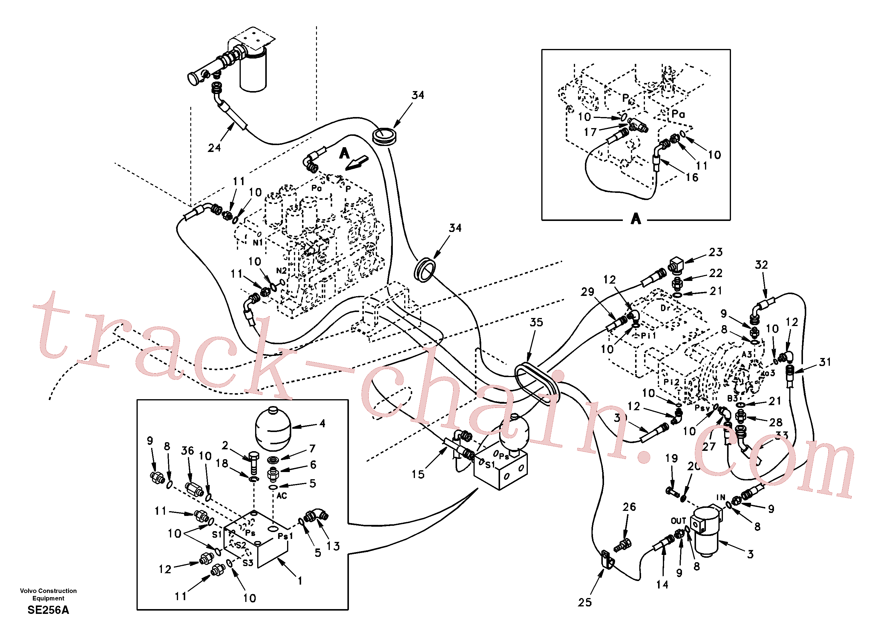 SA9315-14801 for Volvo Servo system, pump to control valve(SE256A assembly)