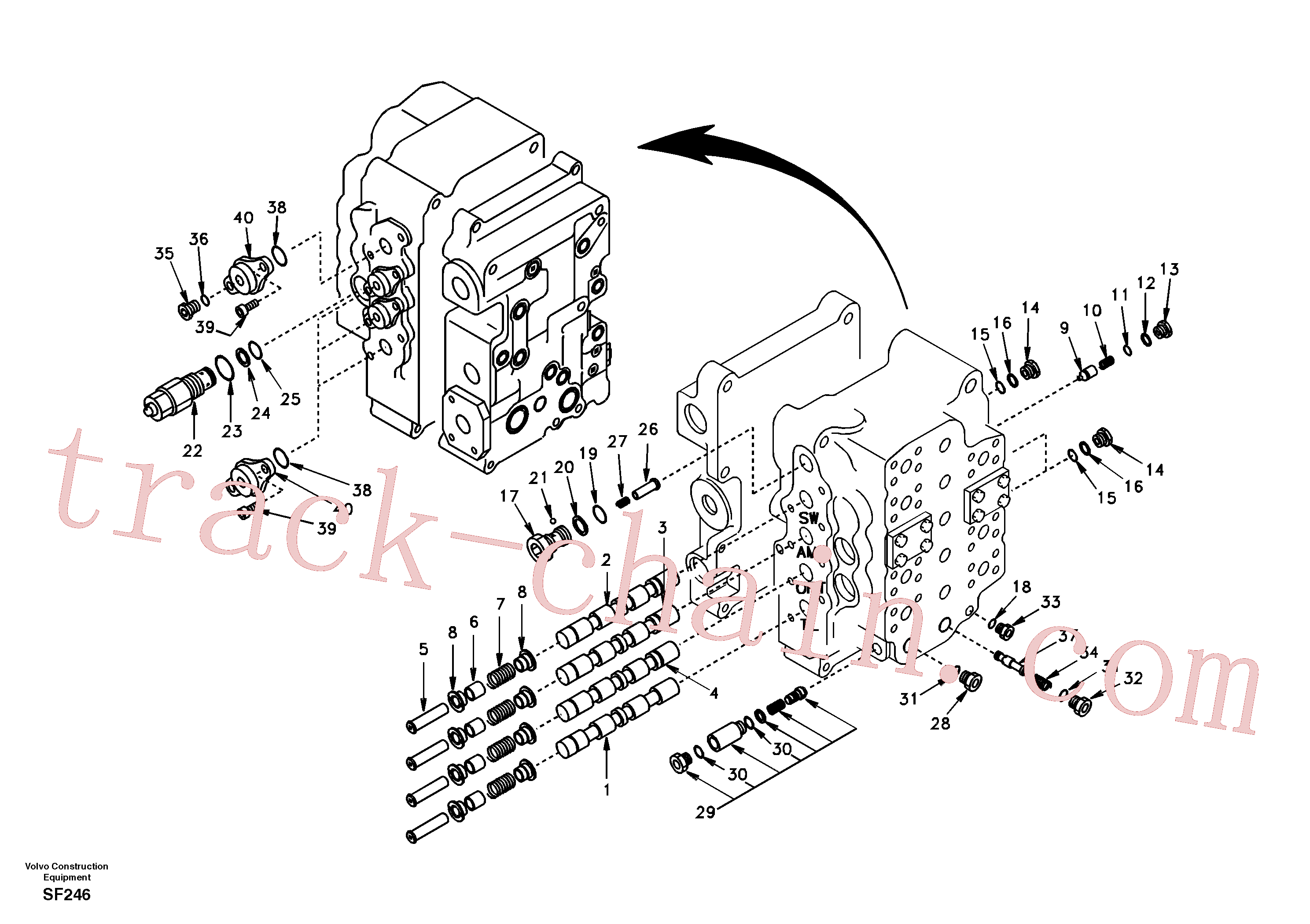 SA8230-36090 for Volvo Main control valve, swing and option and dipper arm and travel Lh(SF246 assembly)