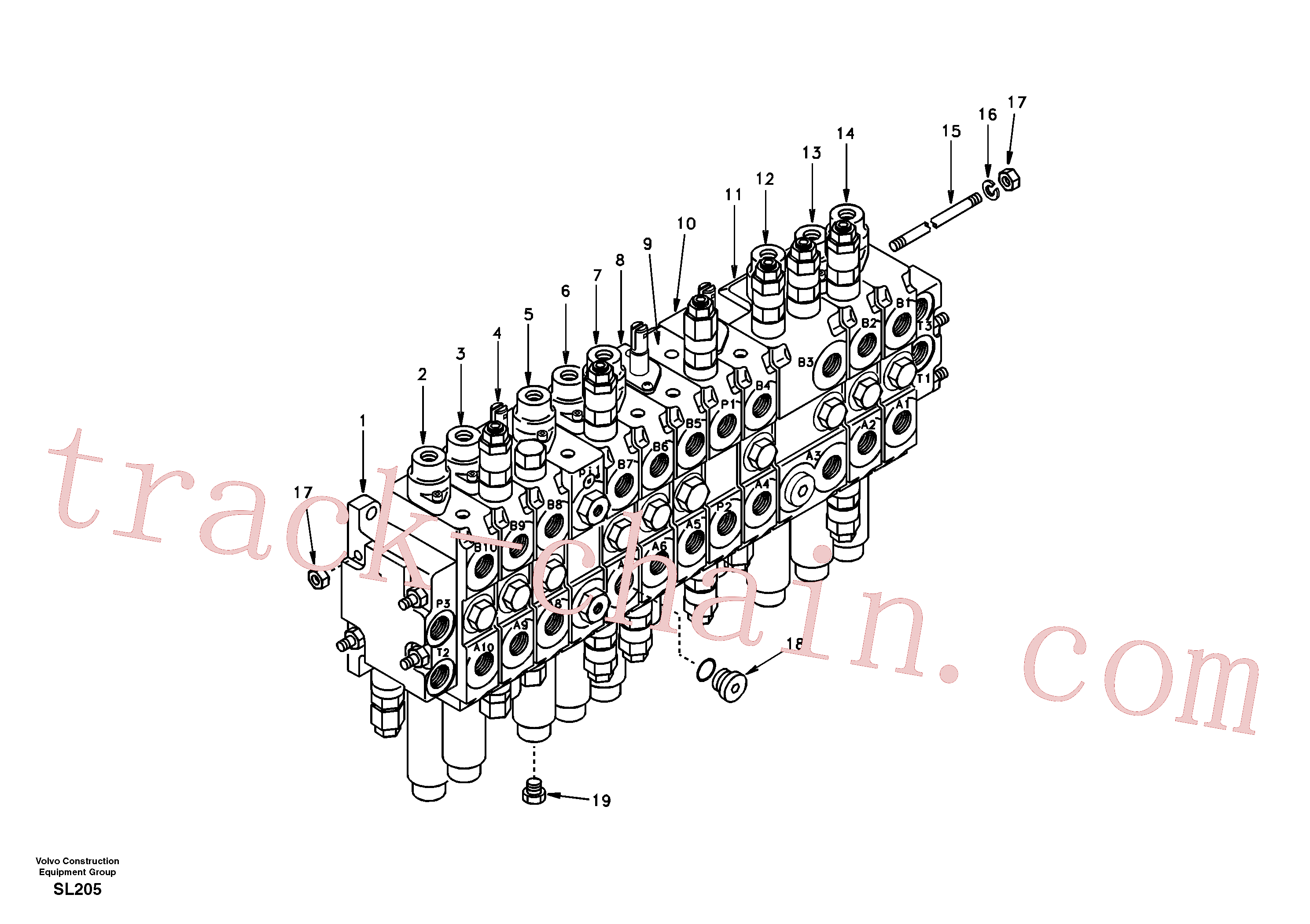 SA7250-21753 for Volvo Control valve with fitting parts.(SL205 assembly)