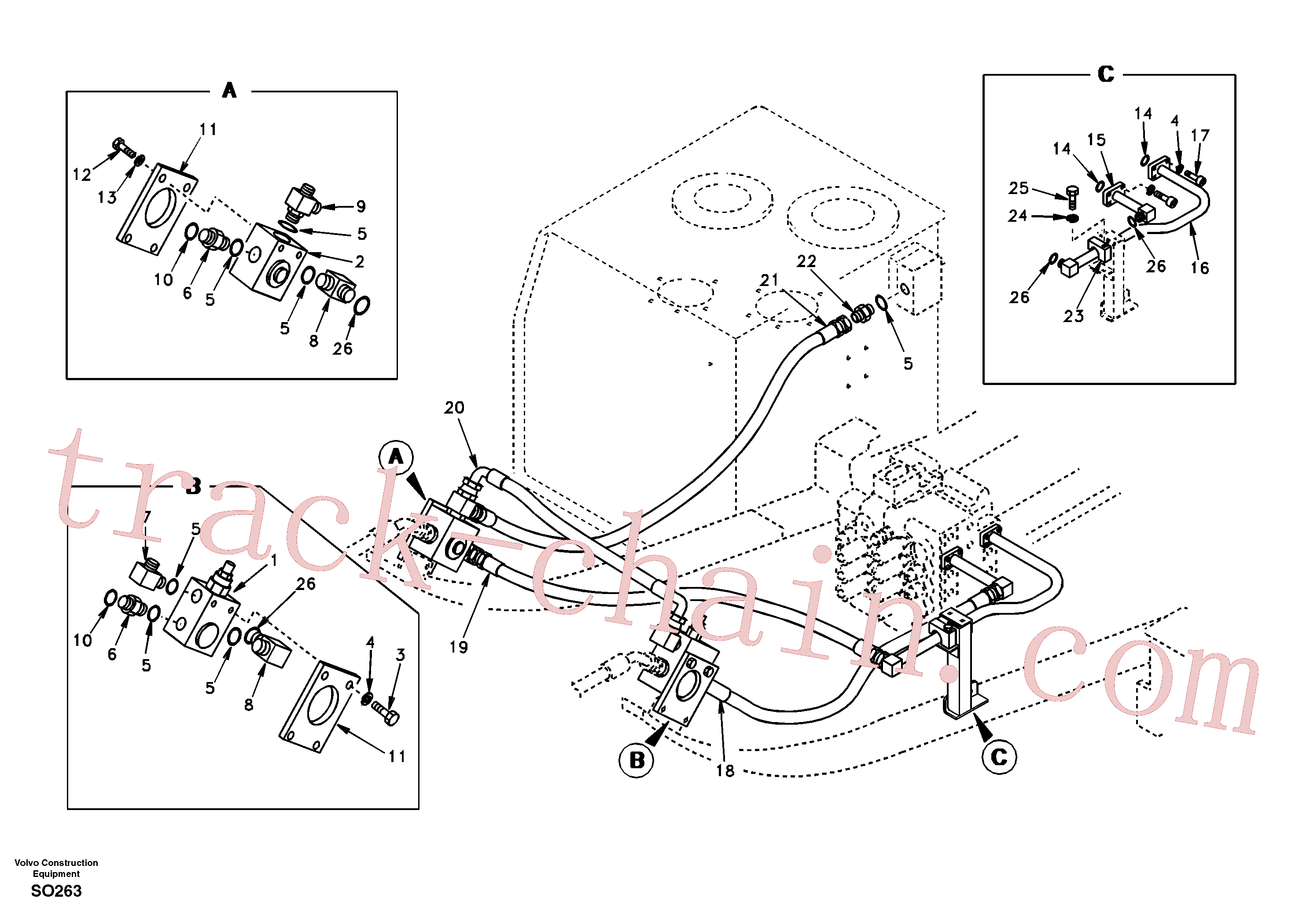 SA1074-09571 for Volvo Working hydraulic, hammer and shear for upper(SO263 assembly)