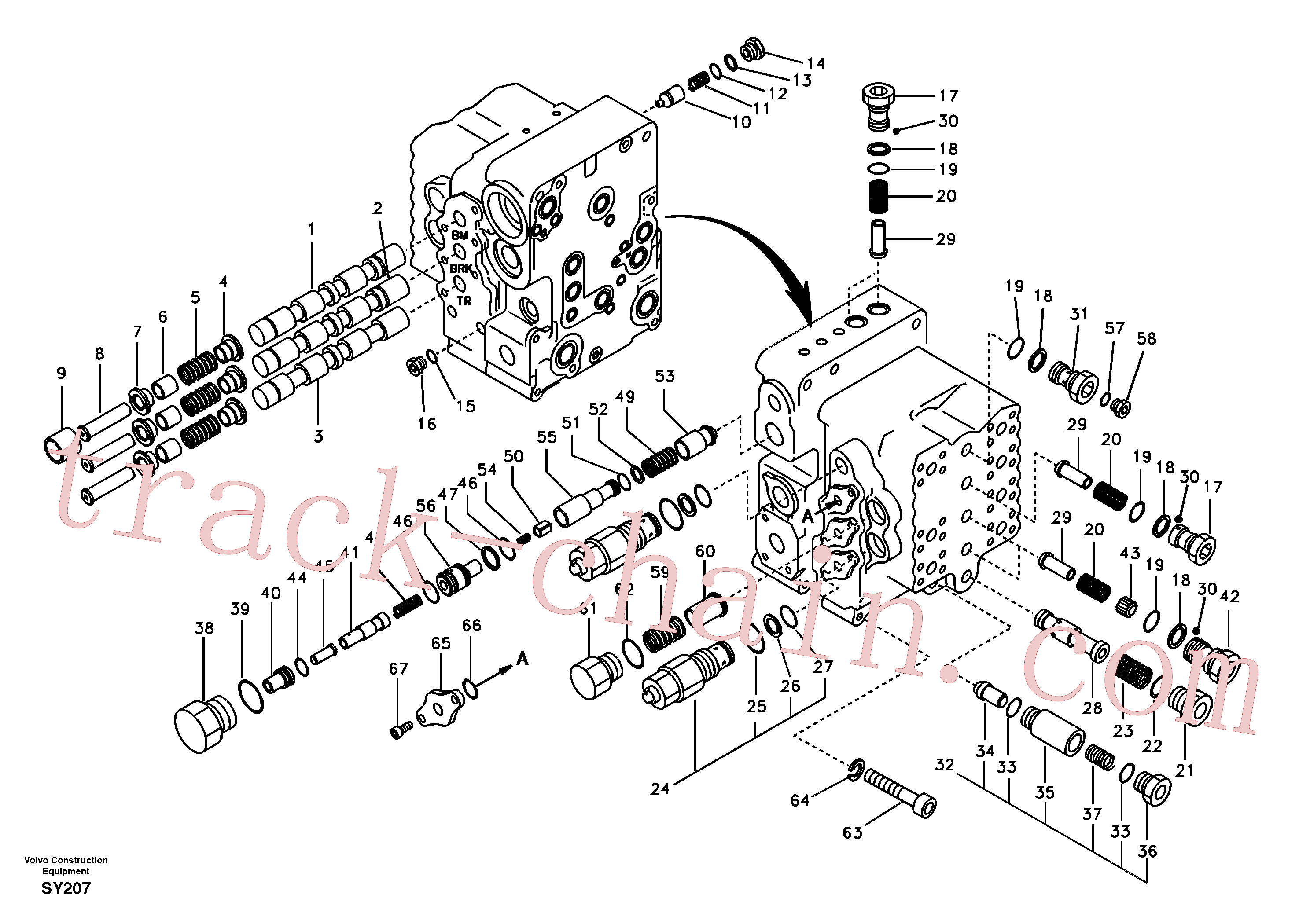 SA8230-02110 for Volvo Main control valve, boom and bucket and travel Rh(SY207 assembly)