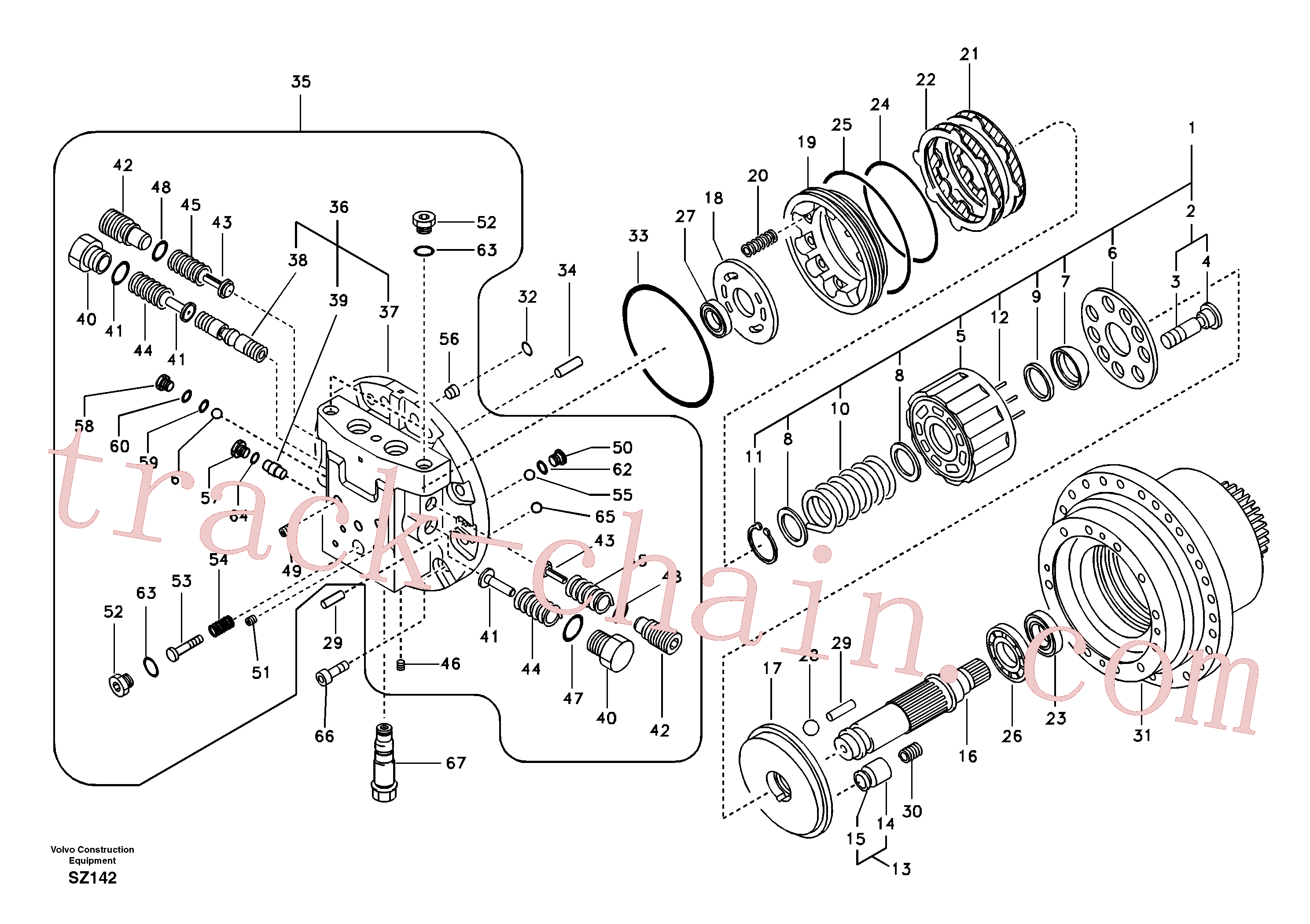 SA9676-38000 for Volvo Travel motor(SZ142 assembly)